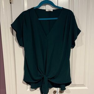 Elegant Deep Teal V-Neck Women's Blouse